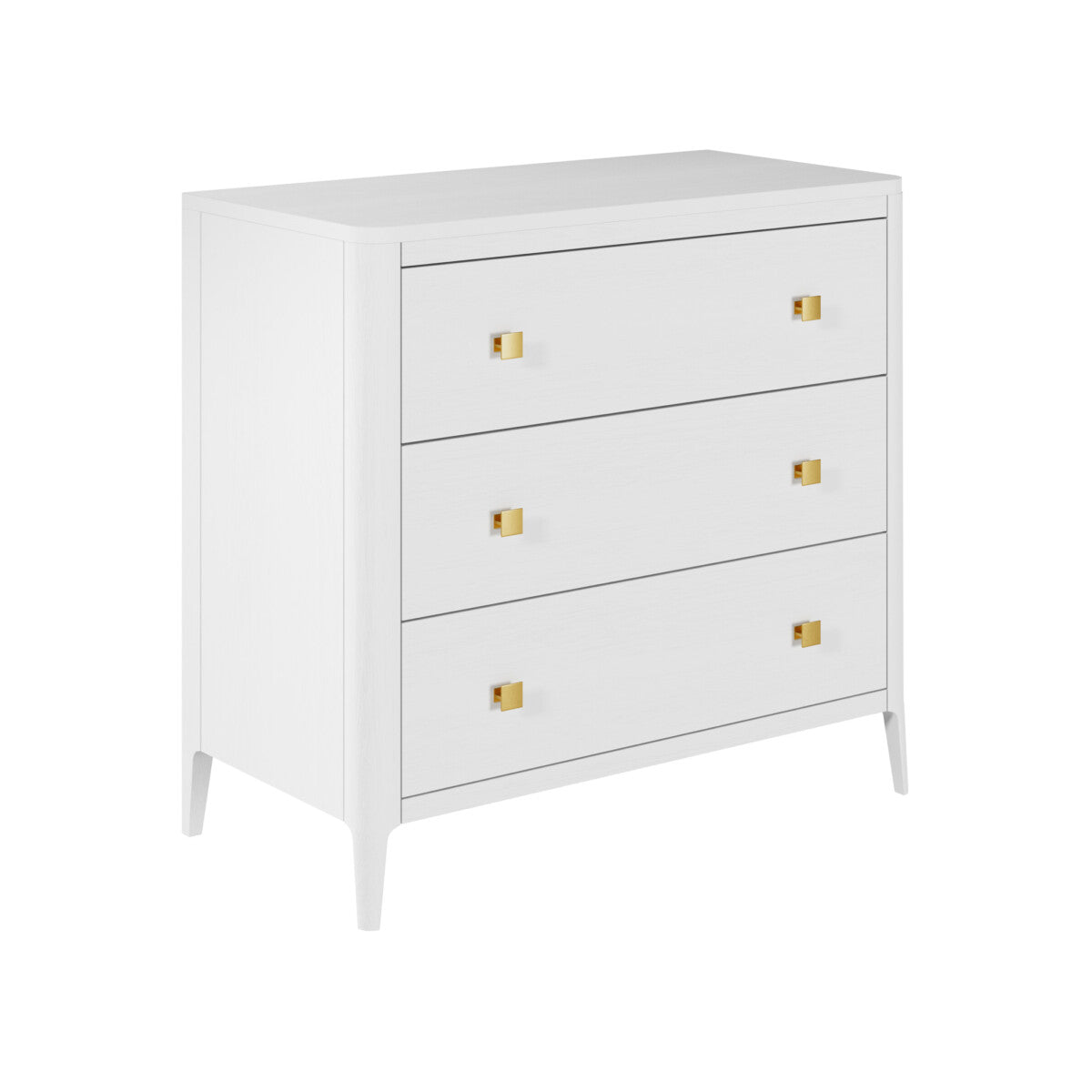 Abberley White Chest of Drawers | 3 Drawers & Gold Handles