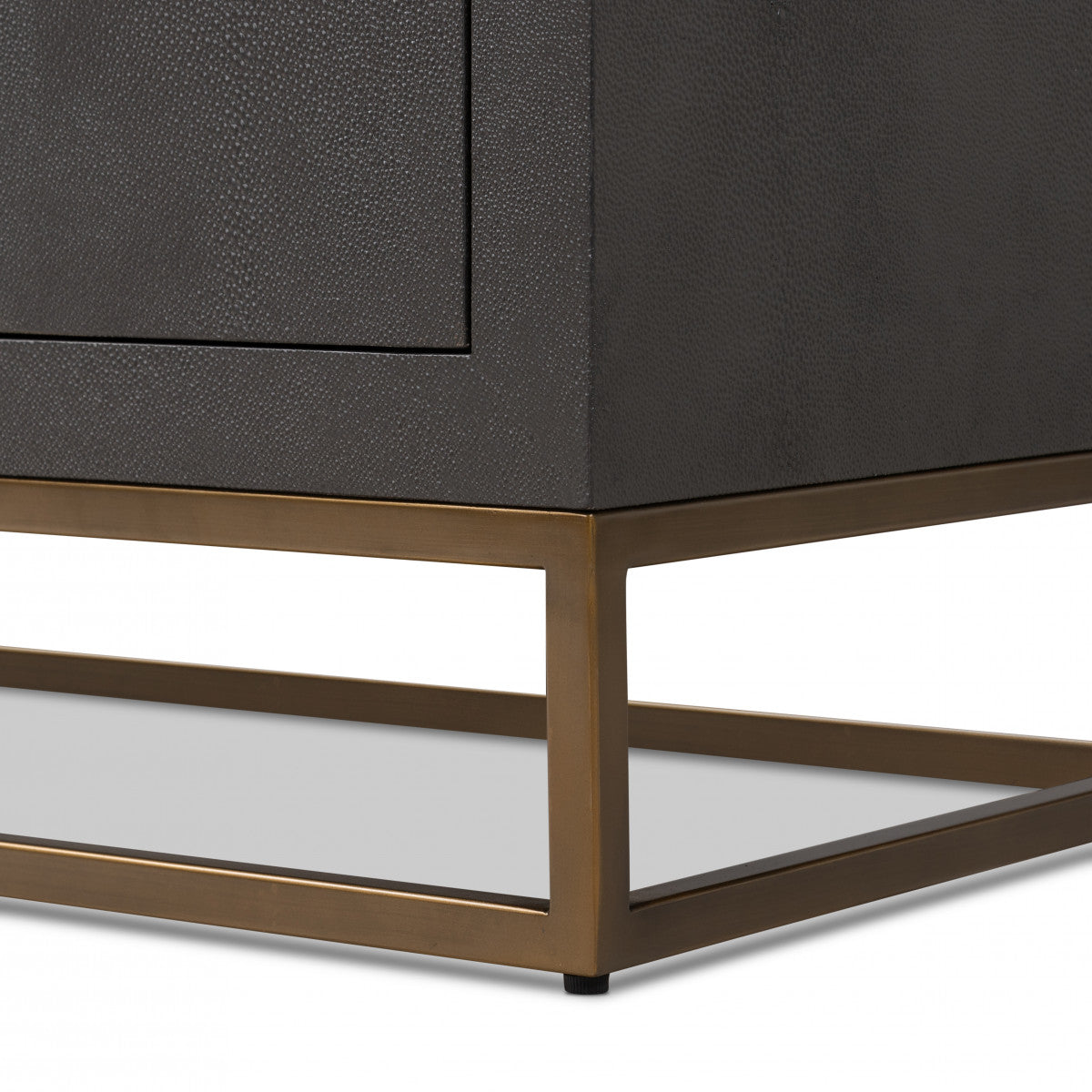 Hampton Sideboard - Brown Faux Shagreen with Brass Handles & Base