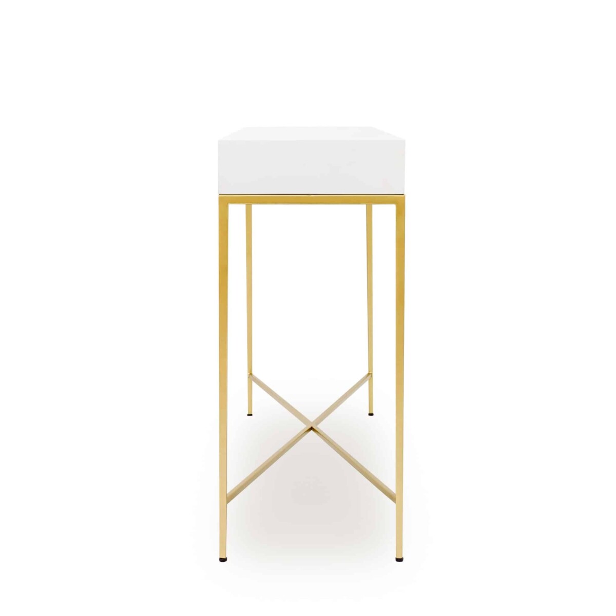 Berkeley White Console Table | 1 Drawer & Gold Tapered Legs