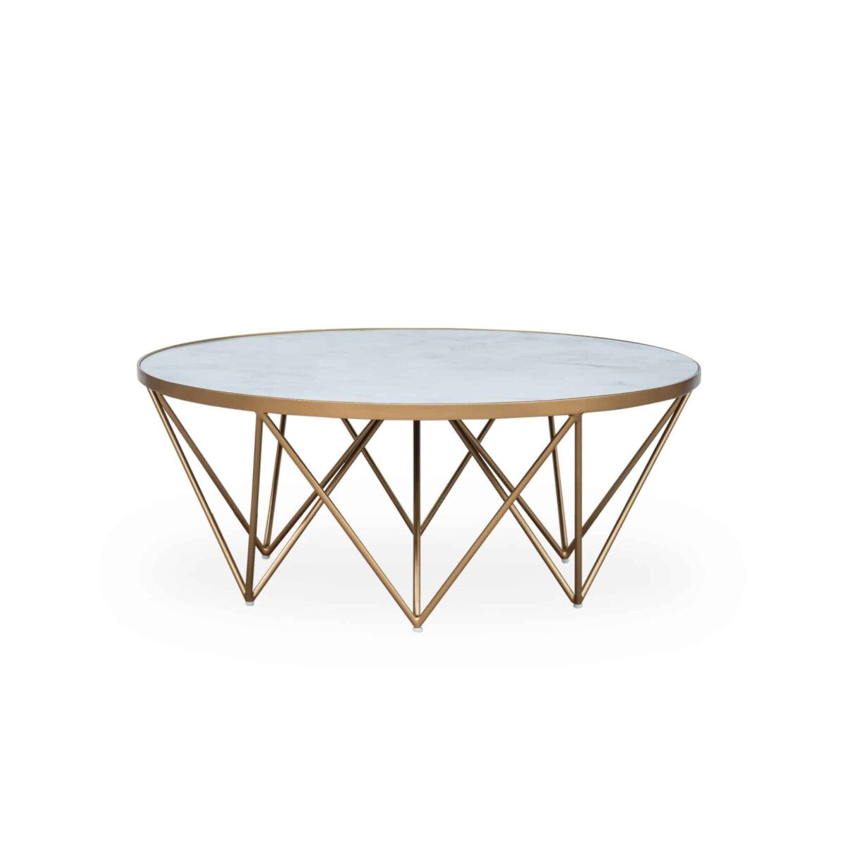 Crofton Round Coffee Table | White Marble Glass Top