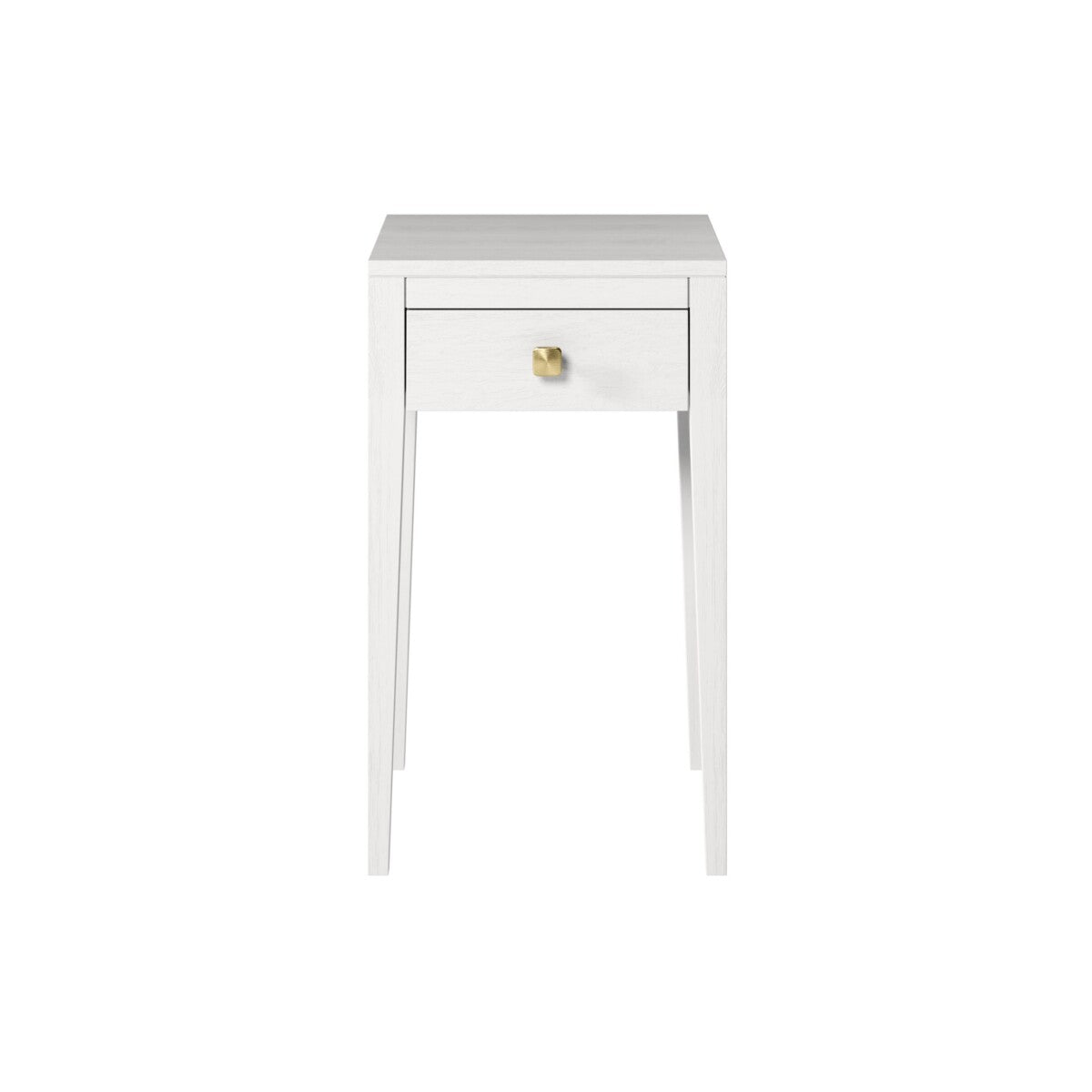 Radford White Bedside Table | 1 Drawer, Brass-Style Square Handle