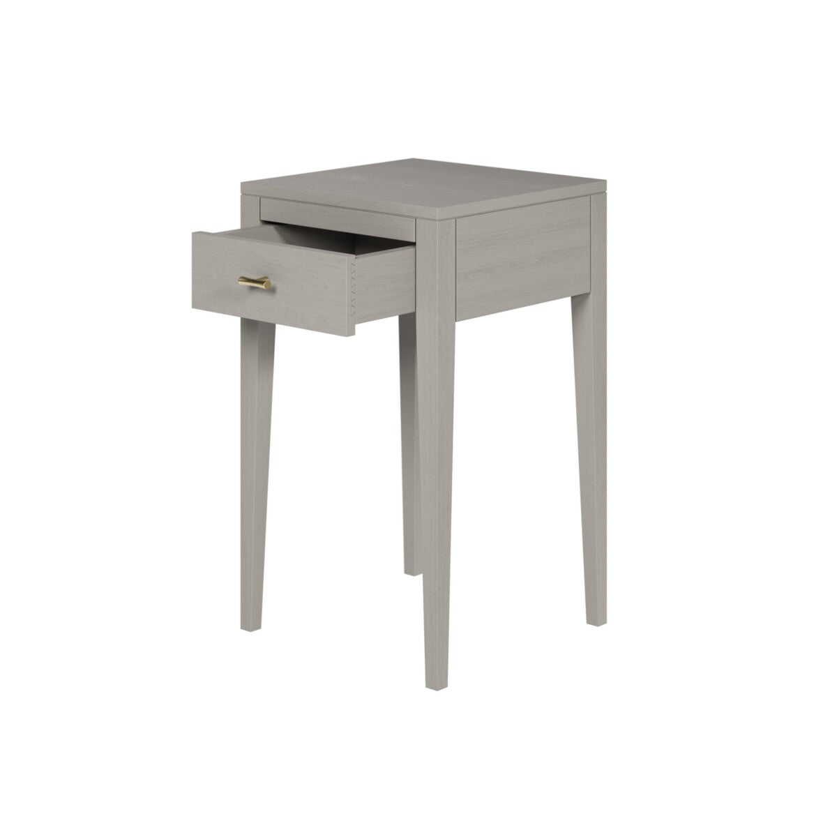 Radford Grey Bedside Table | 1 Drawer, Brass-Style Handle