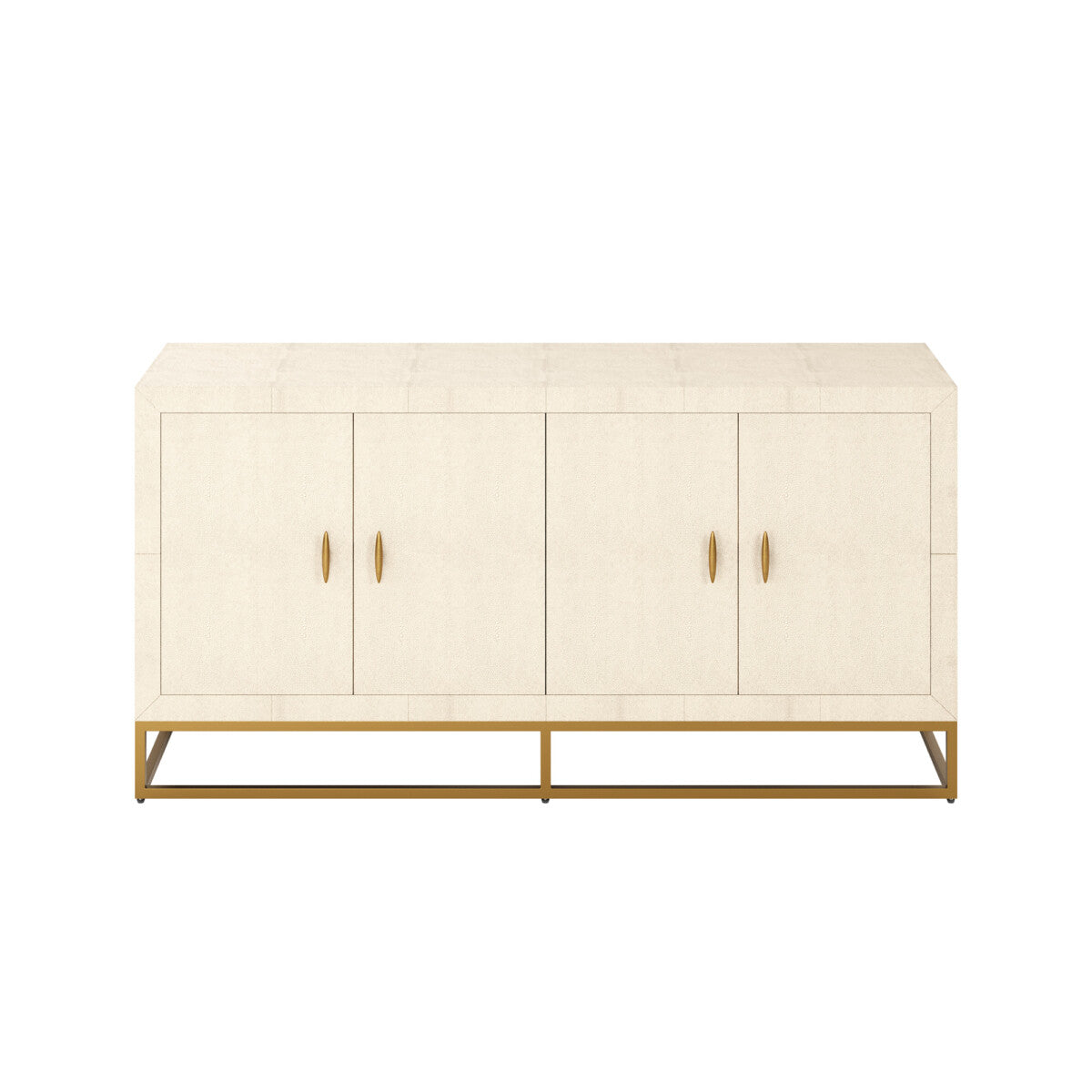 Hampton Sideboard - Ivory Faux Shagreen with Brass Accents