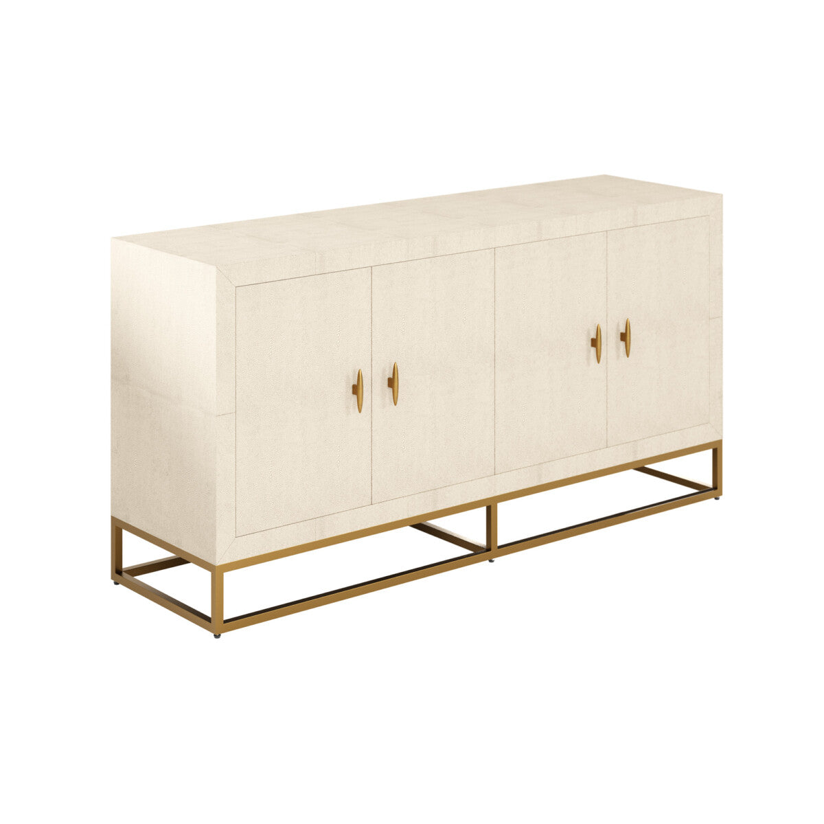 Hampton Sideboard - Ivory Faux Shagreen with Brass Accents