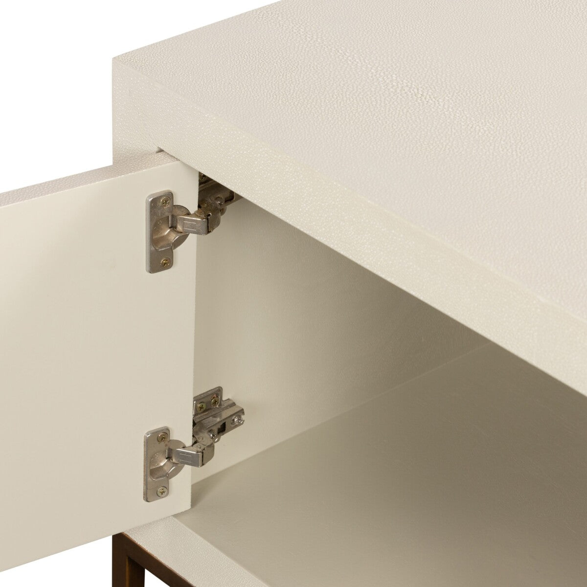 Hampton TV Unit | Ivory Shagreen with Brass Handles