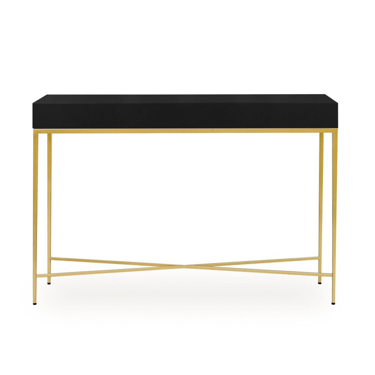 Berkeley Black Console Table | 1 Drawer & Gold Tapered Legs