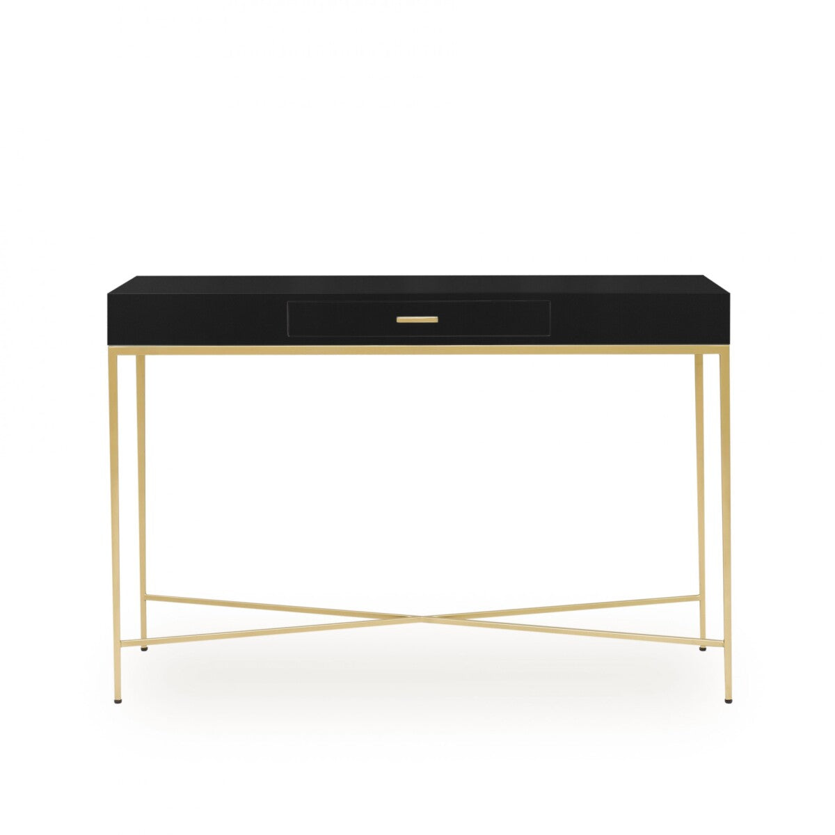Berkeley Black Console Table | 1 Drawer & Gold Tapered Legs