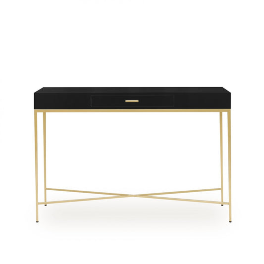 Berkeley Black Console Table | 1 Drawer & Gold Tapered Legs