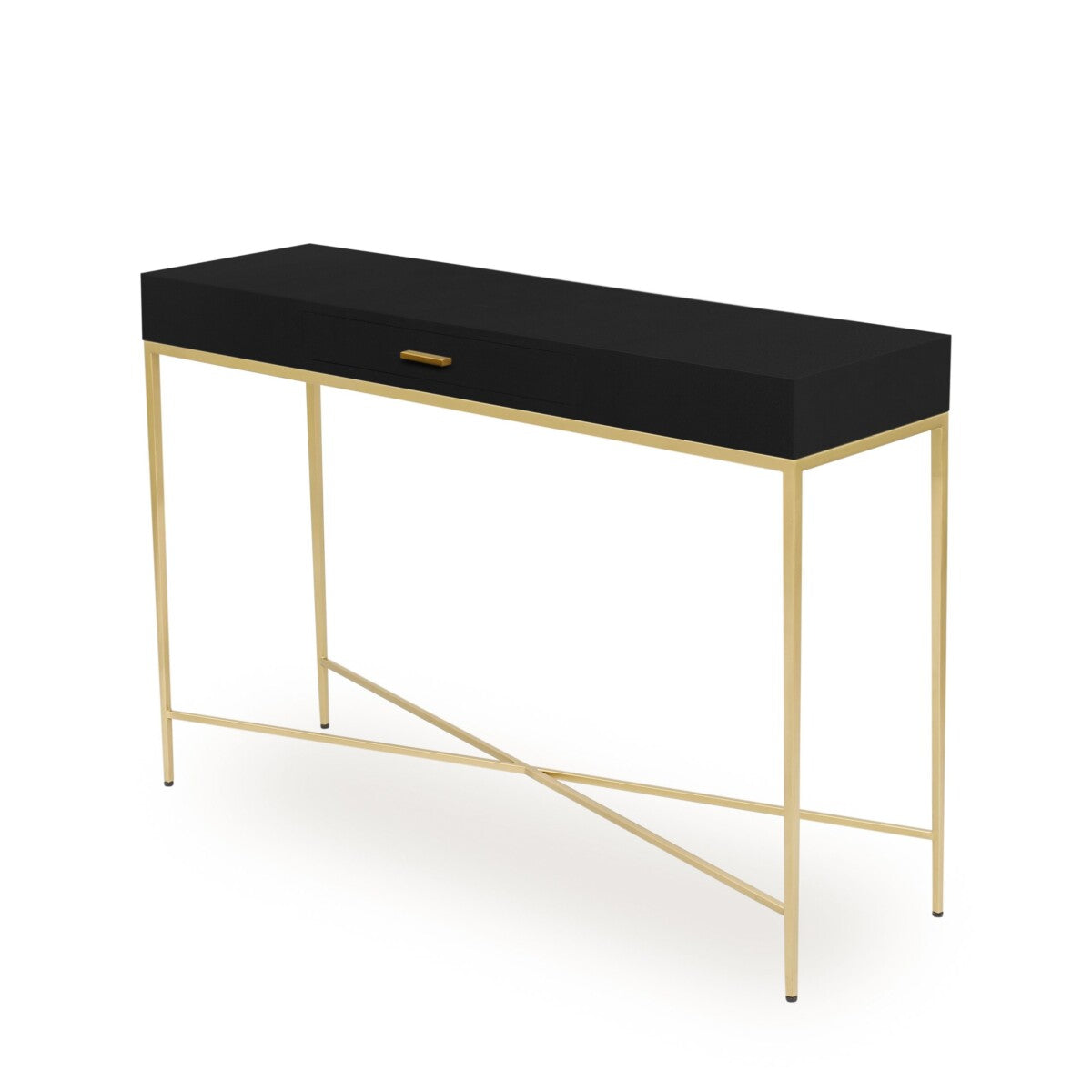 Berkeley Black Console Table | 1 Drawer & Gold Tapered Legs