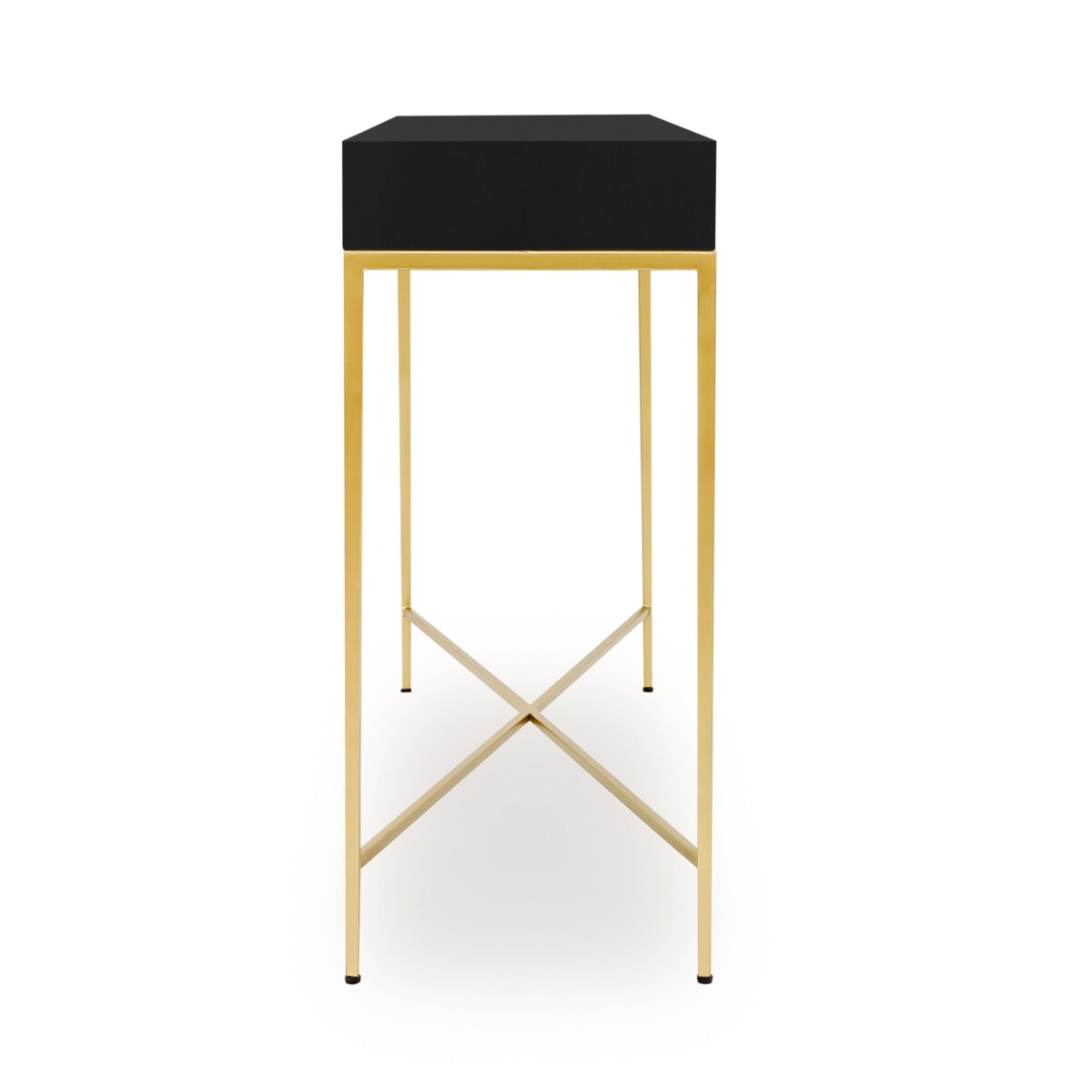 Berkeley Black Console Table | 1 Drawer & Gold Tapered Legs