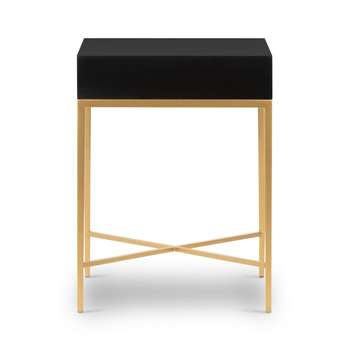 Berkeley Black Bedside Table | 1 Drawer & Gold Tapered Legs