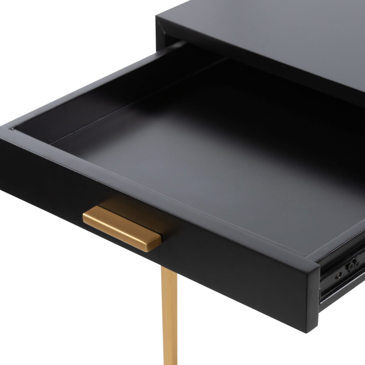 Berkeley Black Bedside Table | 1 Drawer & Gold Tapered Legs