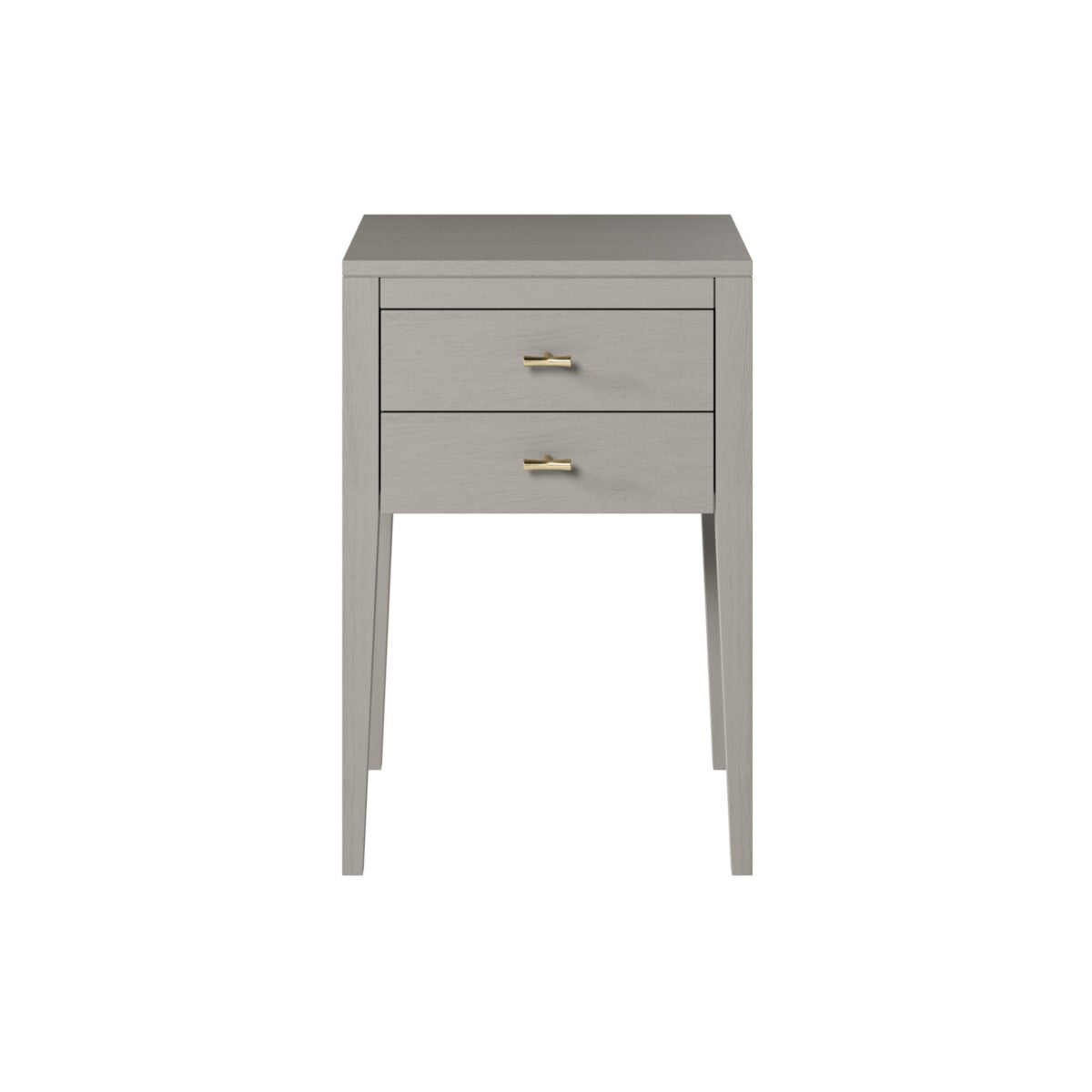 Radford Grey Bedside Table | 2 Drawers, Brass-Style Handles