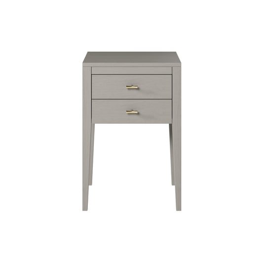 Radford Grey Bedside Table | 2 Drawers, Brass-Style Handles