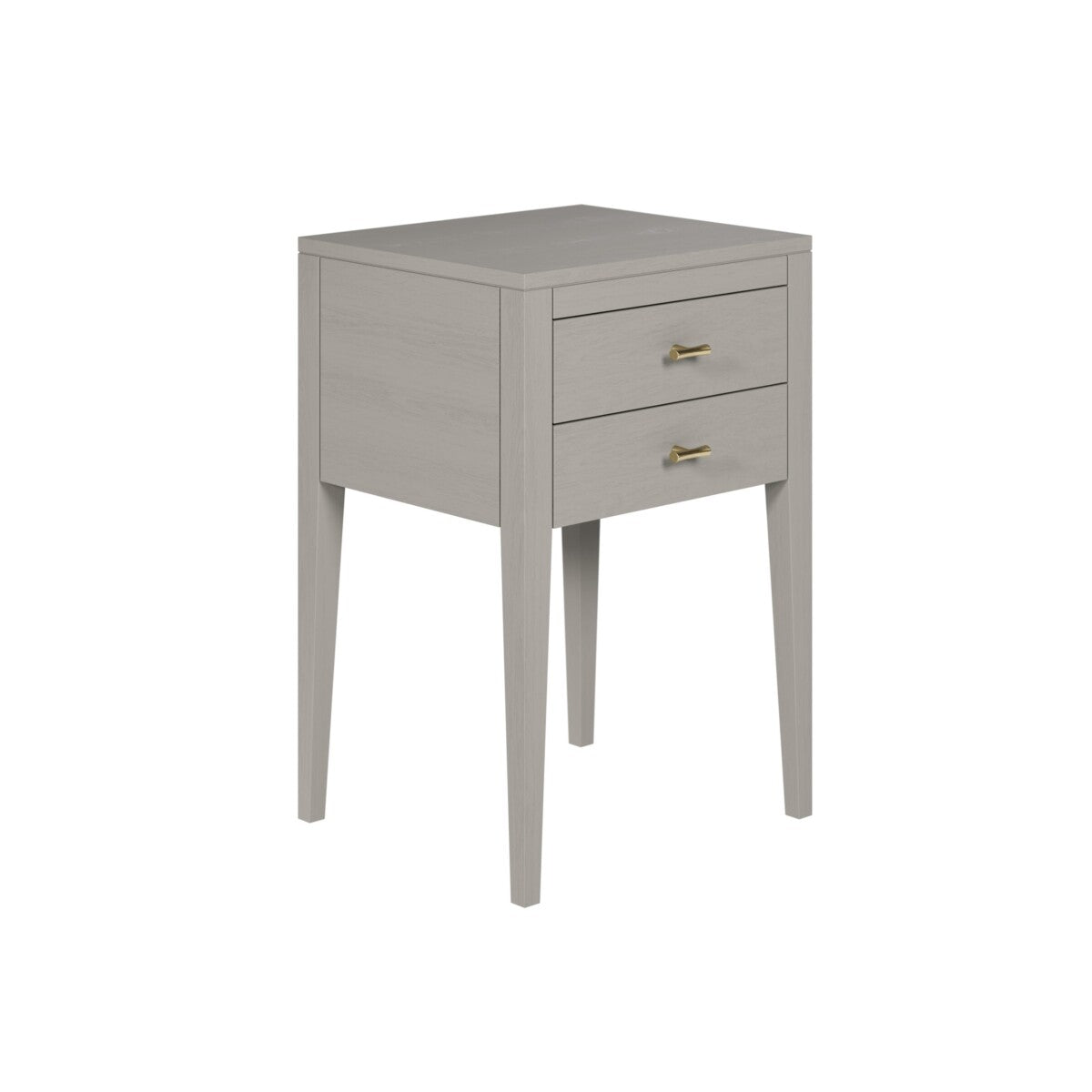 Radford Grey Bedside Table | 2 Drawers, Brass-Style Handles