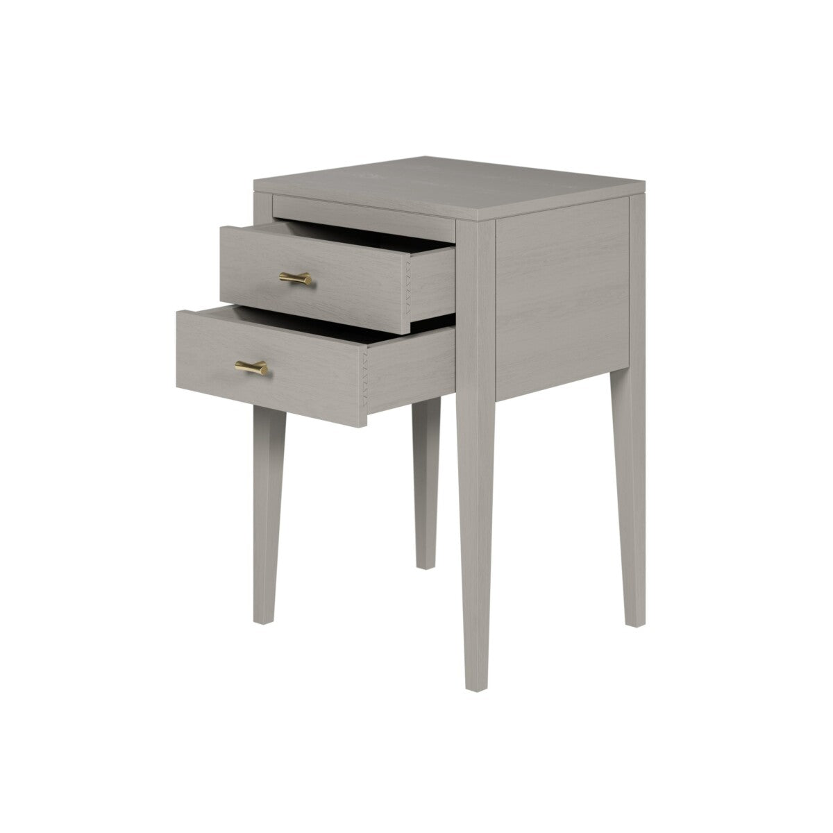 Radford Grey Bedside Table | 2 Drawers, Brass-Style Handles