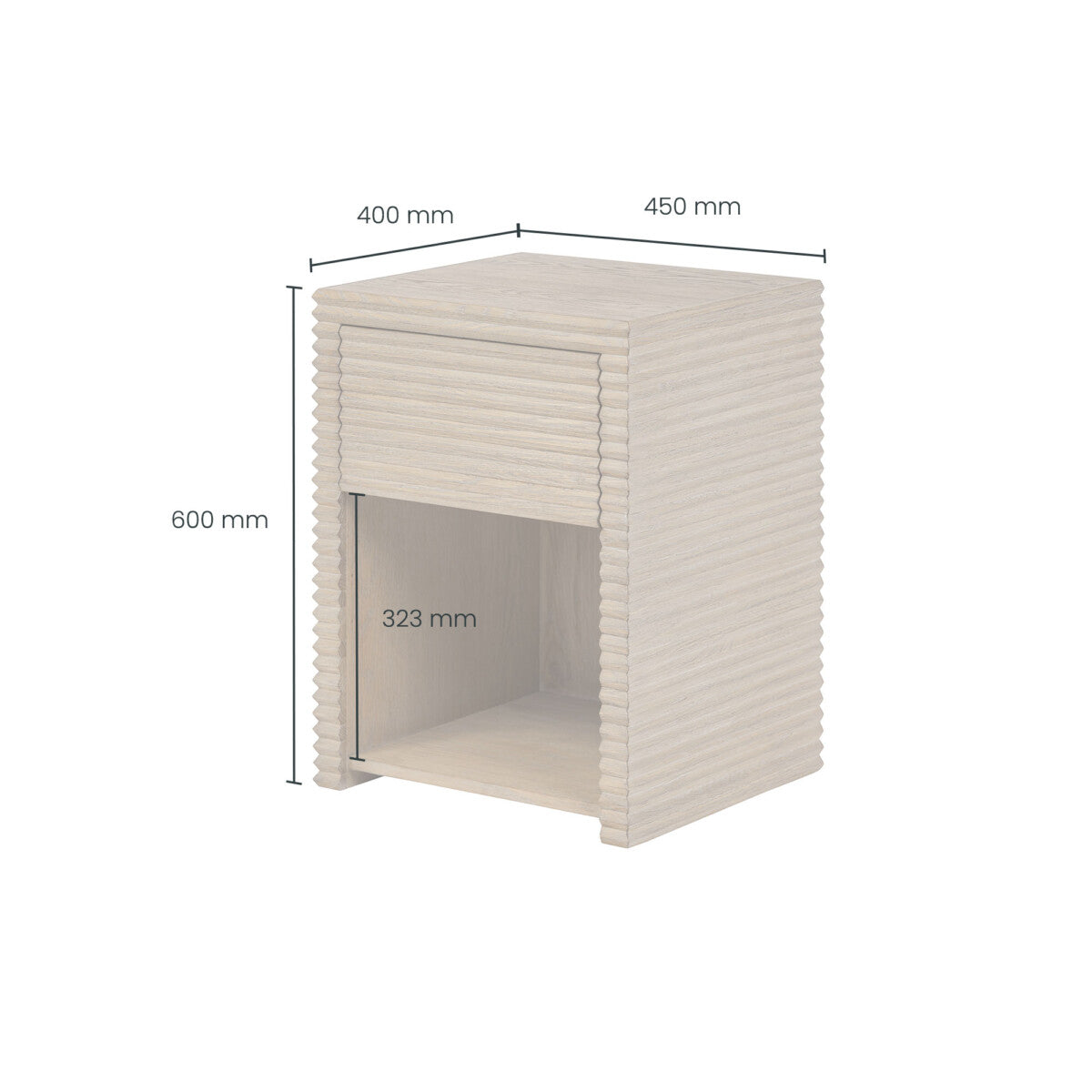Wickham Ribbed Oak Bedside | 1 Drawer - The Elegant Living