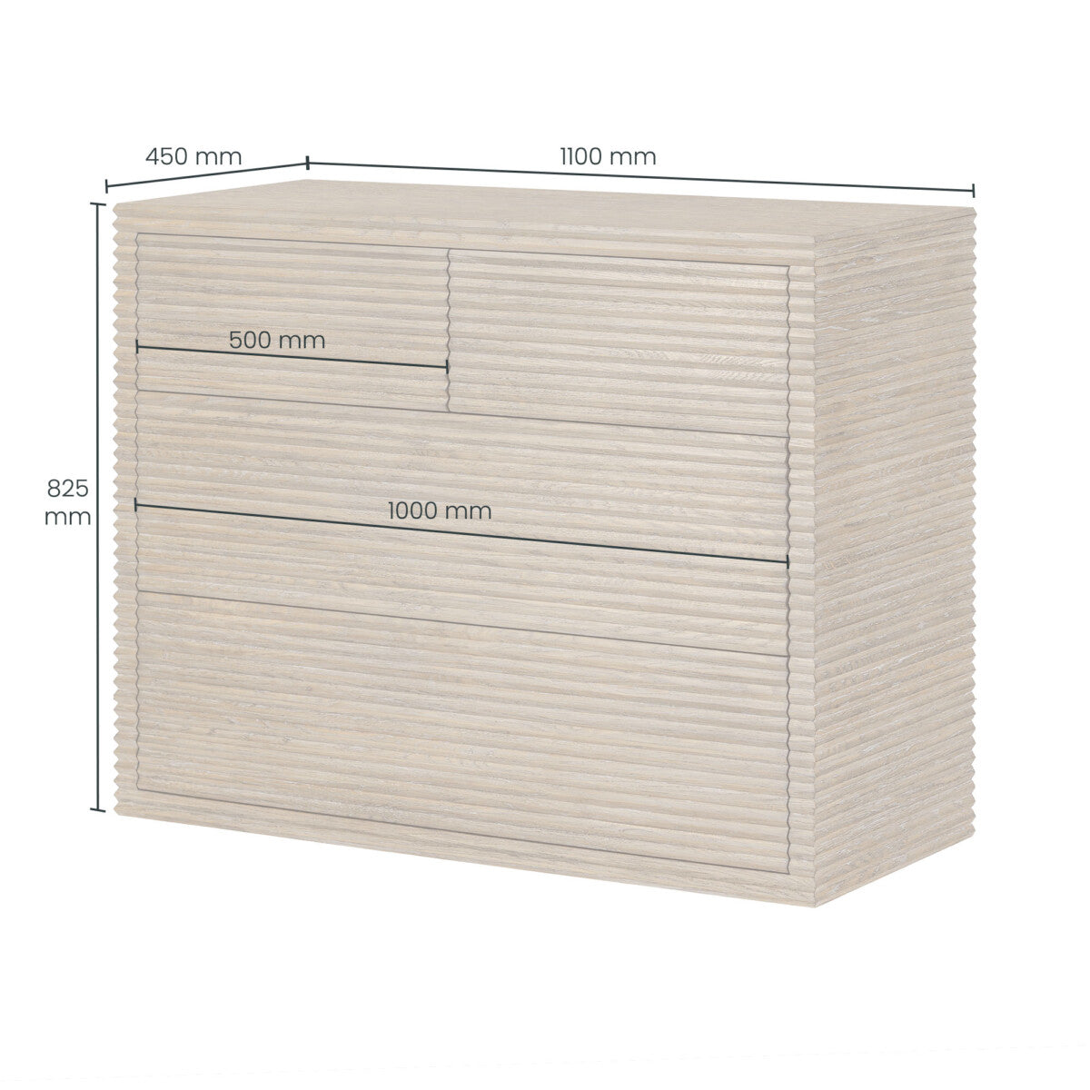Wickham Ribbed Oak Chest of Drawers - The Elegant Living