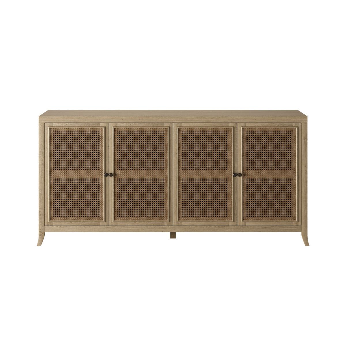 Witley Sideboard | Grey Aged Oak, Rattan Front, Gunmetal Handles