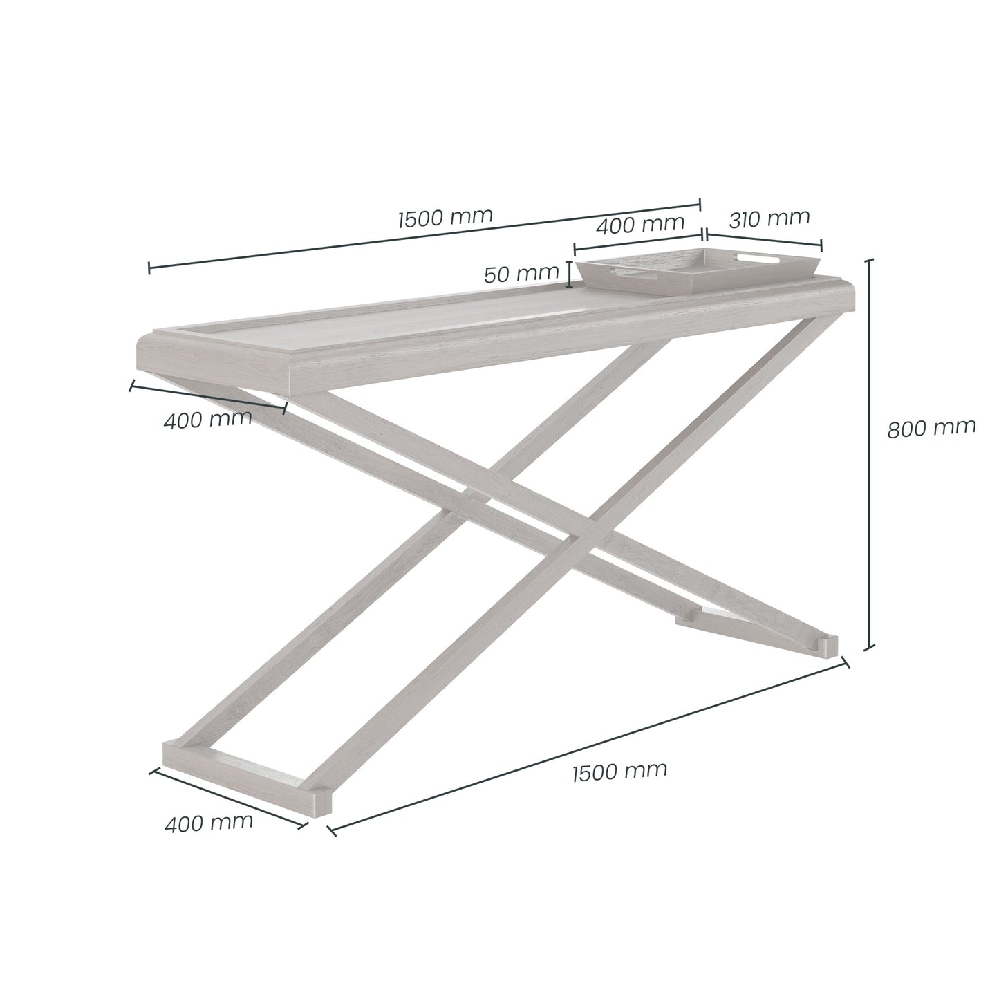 Bentley Console Table | Grey Aged Oak with Removable Tray