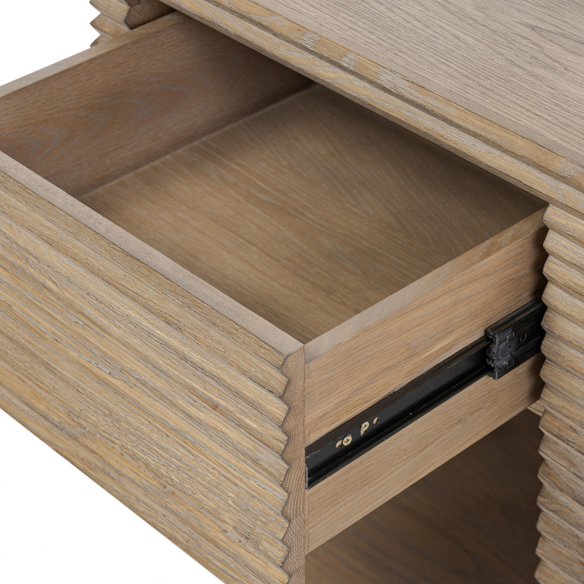 Wickham Ribbed Oak Bedside | 1 Drawer - The Elegant Living
