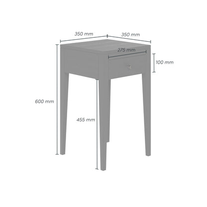 Radford Black Bedside Table | 1 Drawer, Solid Oak, Tapered Legs