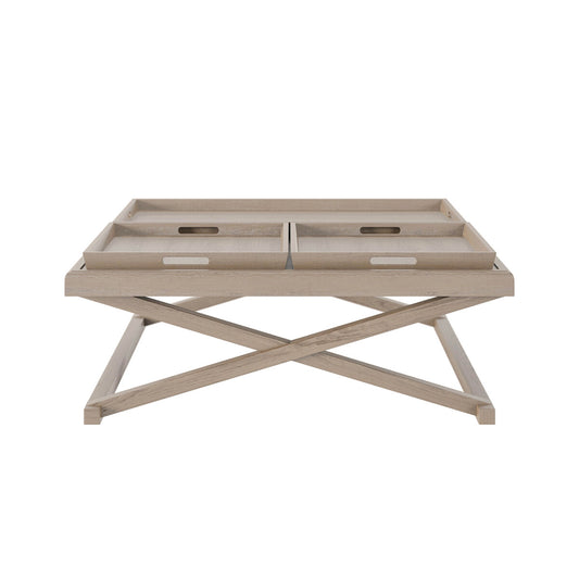 Bentley Coffee Table | Grey Aged Oak with Removable Trays