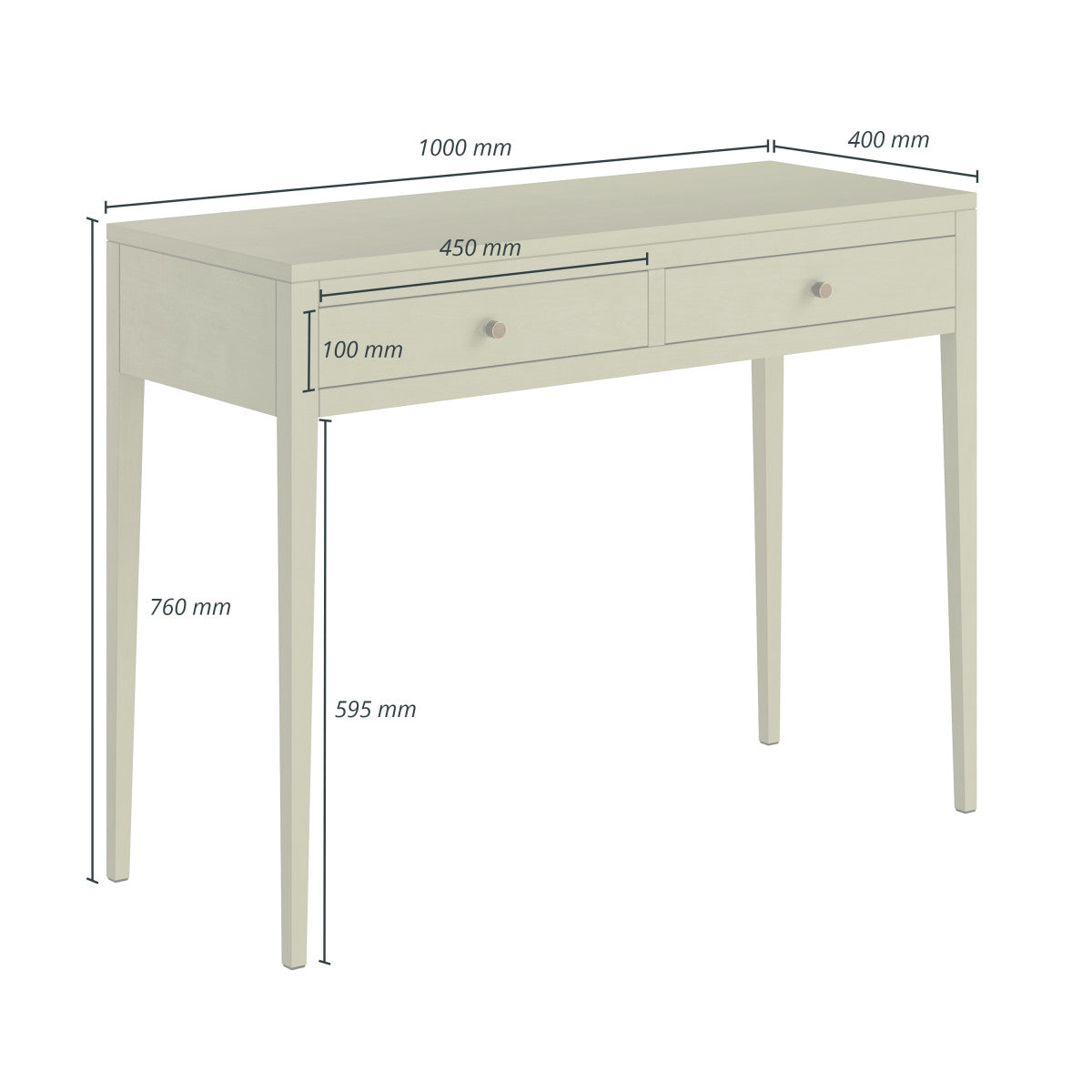 Radford Lichen Green Console Table – Solid Oak, Two Drawers