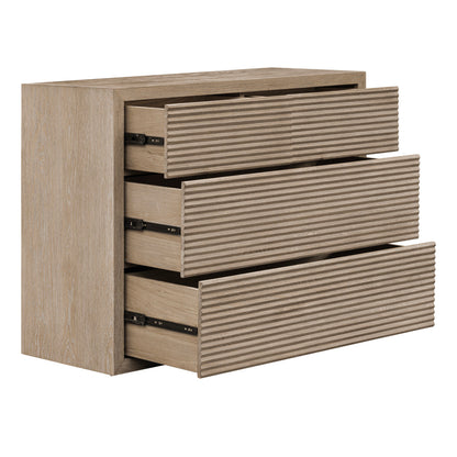 Wickham Ribbed Oak Chest of Drawers | 4 Soft-Close Push Drawers