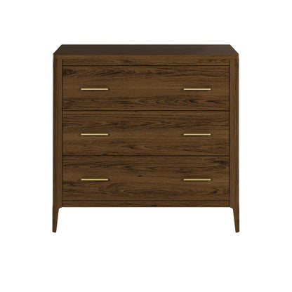Abberley Brown Chest of Drawers | 3 Drawers & Bronze Handles