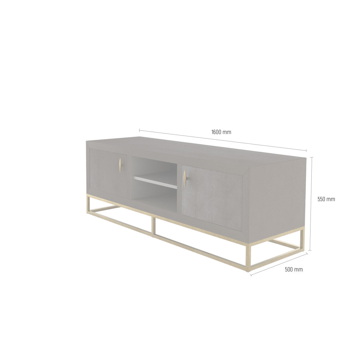 Hampton TV Unit | Brown Shagreen with Brass Handles