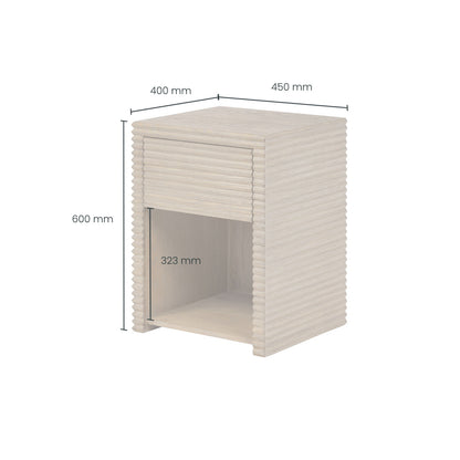 Wickham Ribbed Oak Bedside | 1 Drawer - The Elegant Living
