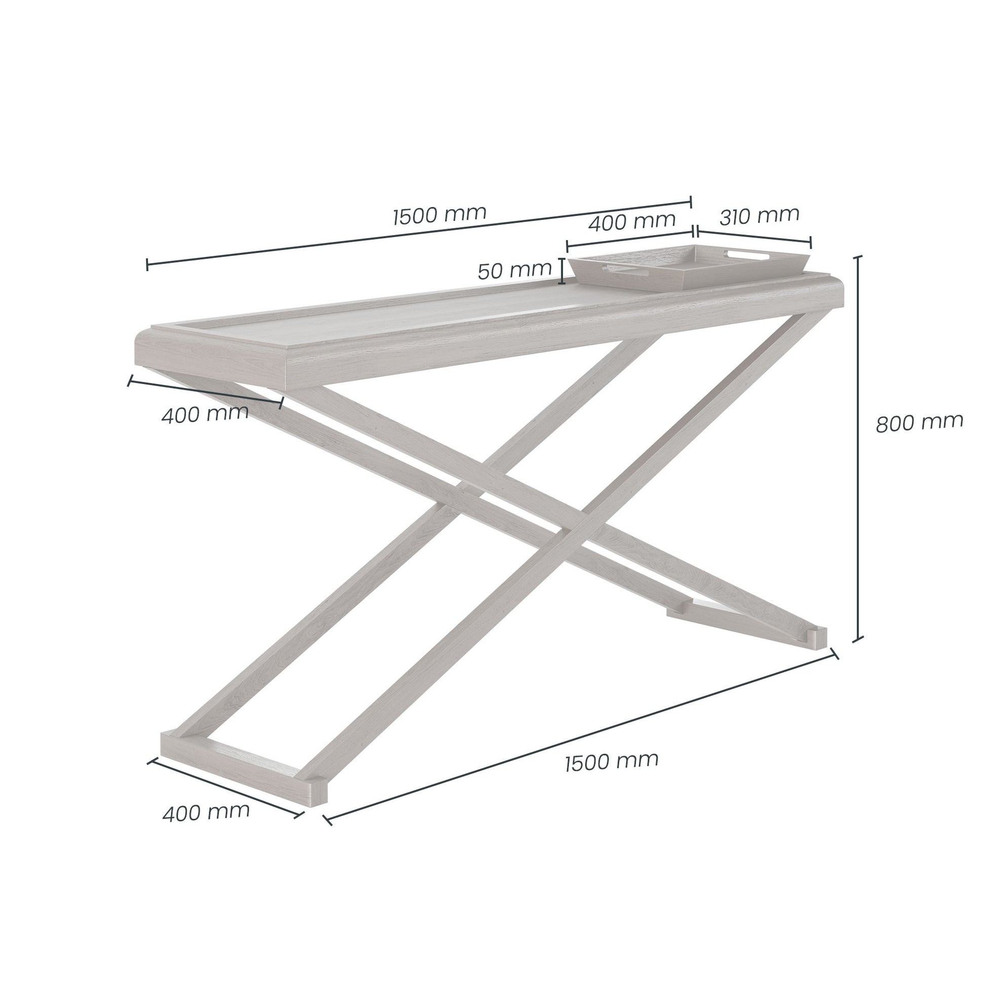 Bentley Console Table | Grey Aged Oak with Removable Tray